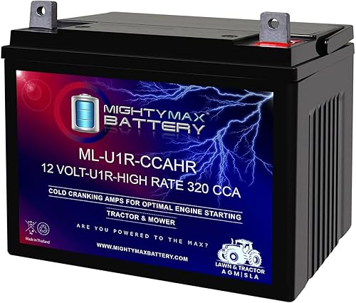 Mighty Max Battery ML-U1R-CCAHR 12V 320CCA - Batería de repuesto compatible con cortacésped Husqvarna 22550 XP Garden U1R