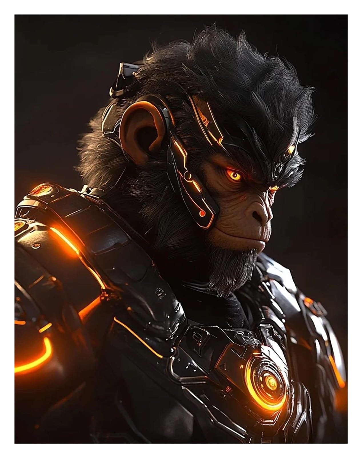 Tableau Black Myth Wukong style mech 3D pour decoration murale salon 30x40cm