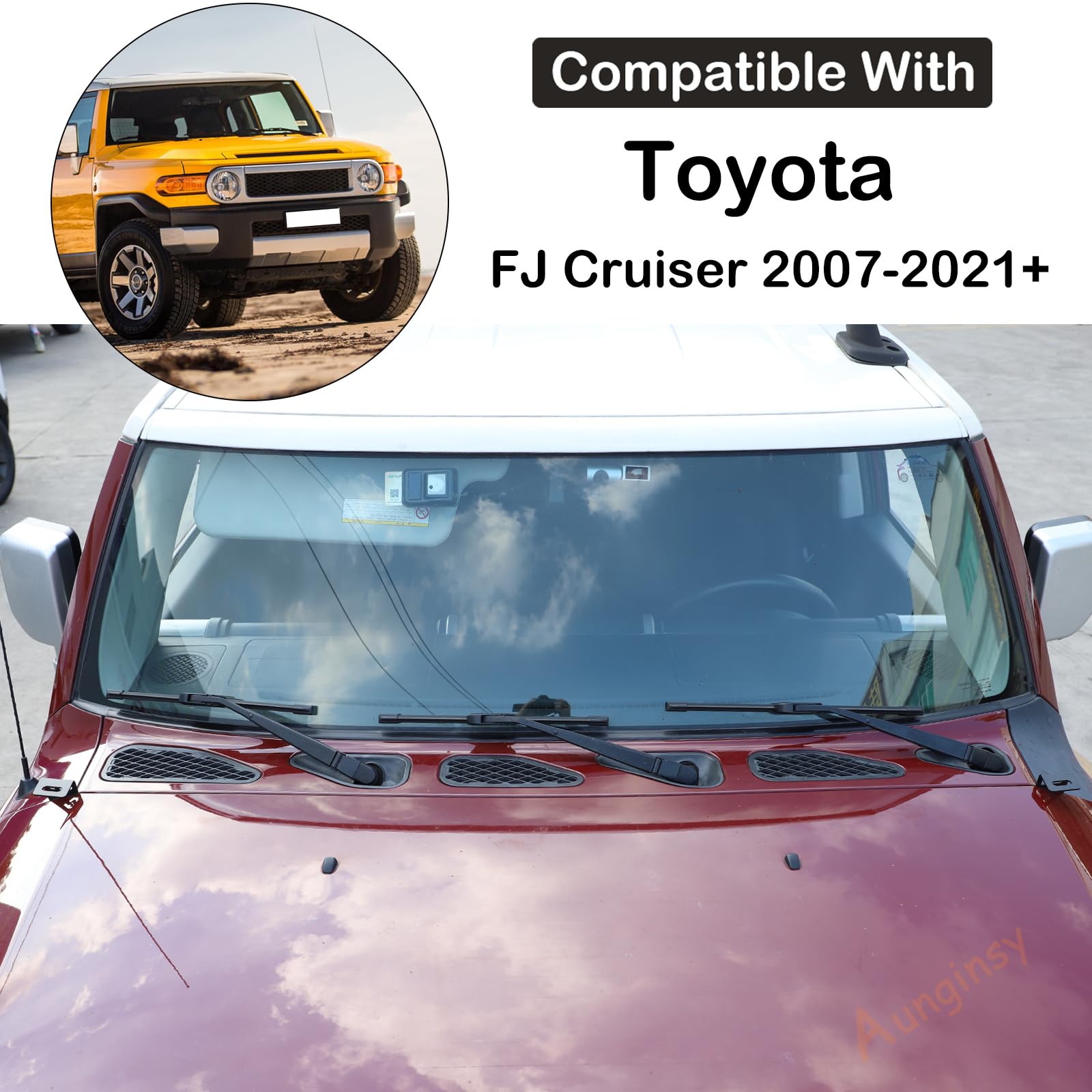 Aunginsy Car Front Hood Air Vent Cover Trim Compatible with Toyota FJ Cruiser 2007-2021+ Car Front Engine Hood Vent Outlet Protection Mesh Exhaust Port Decoration Net Aluminum Exterior Accessories