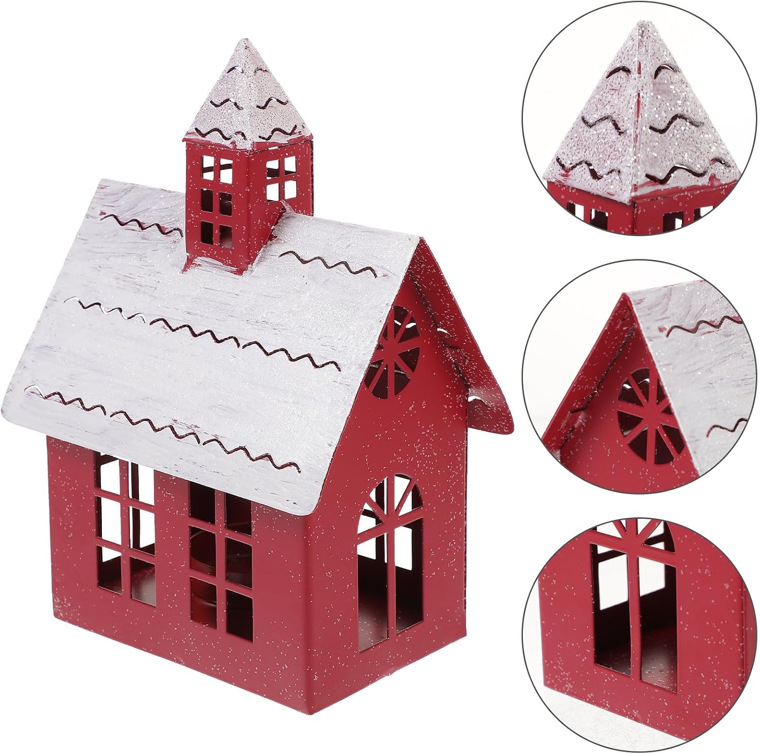 DOITOOL Christmas Village House Candle Holder Decorative Iron Desktop Ornament with Candle Holder Design for Festive Christmas Party Centerpiece and Holiday Atmosphere