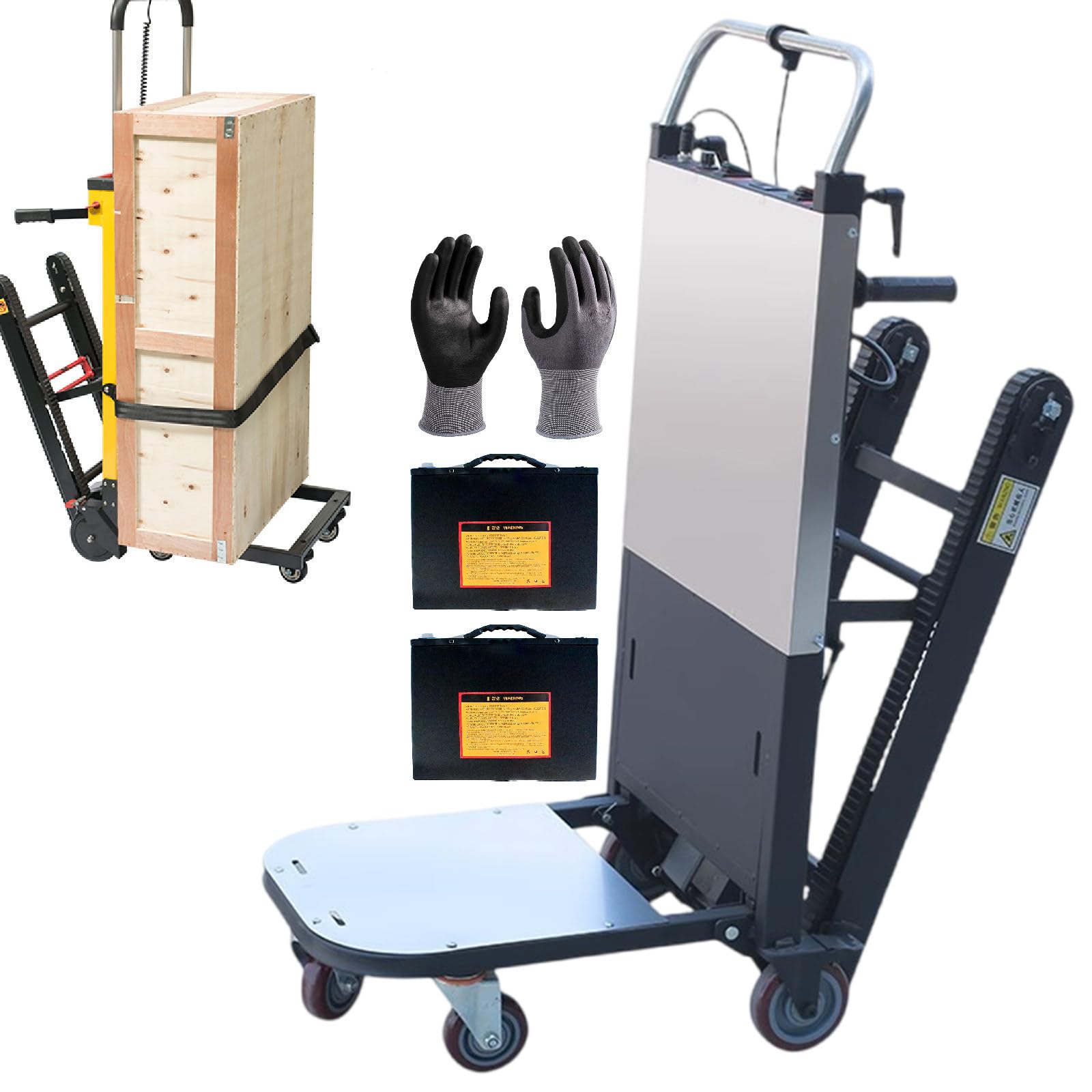 Carrello Elettrico Scale Aggiornato 500 W/850 W Carrello Scale Impieghi Gravosi 496/661 Libbre-con Batteria Rimovibile,Cingoli in Gomma Antiscivolo E Design Pieghevole 500w(2batteries)