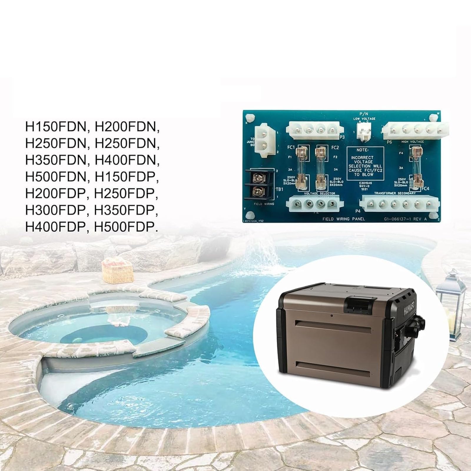 General H Series - Juego de repuesto de panel calefactor para sistemas de calefacción de piscina H150 H500, panel de repuesto para calentador de piscina