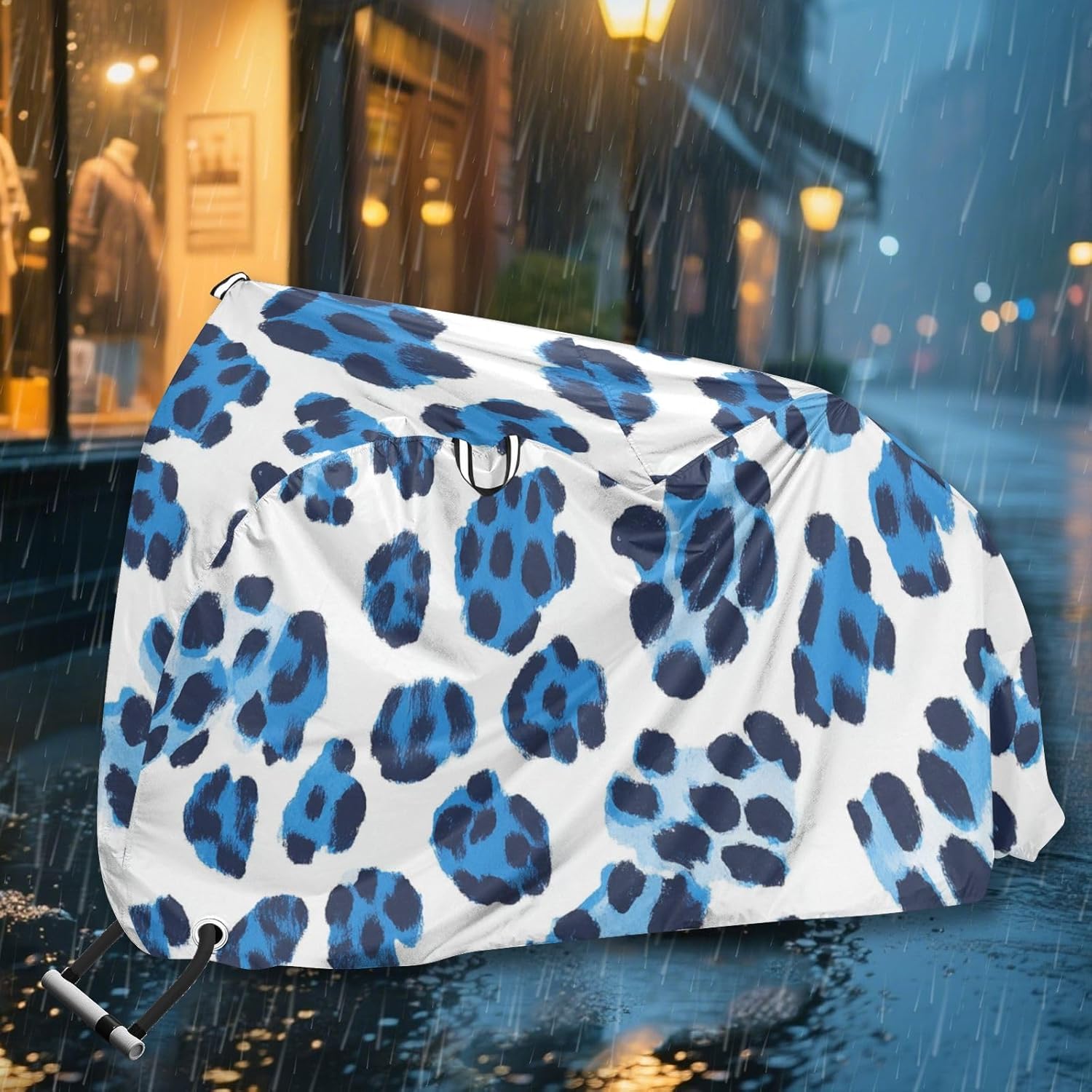 Blue Black Leopard Print Bike Covers Waterproof Outdoor Electric Bike Cover Bikes Storage