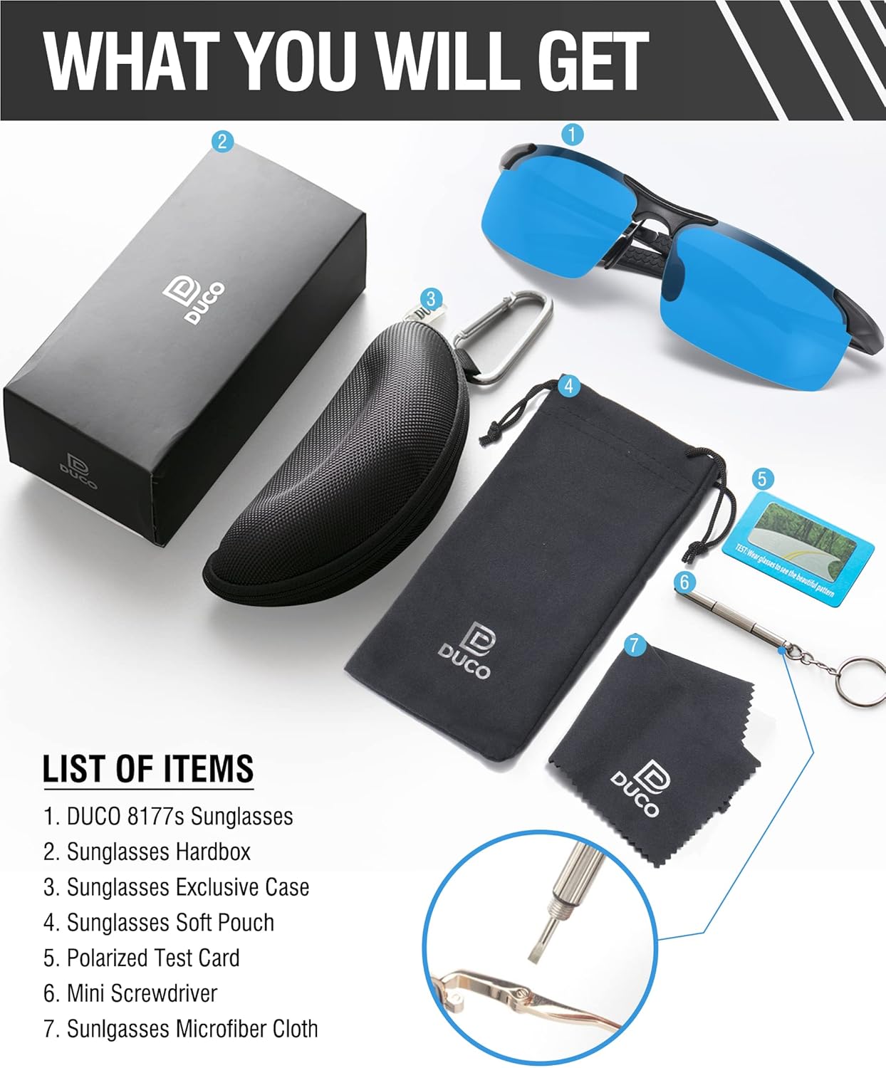 Miniatura 7 de Duco - Gafas de sol deportivas polarizadas para hombre con protección UV 8177s