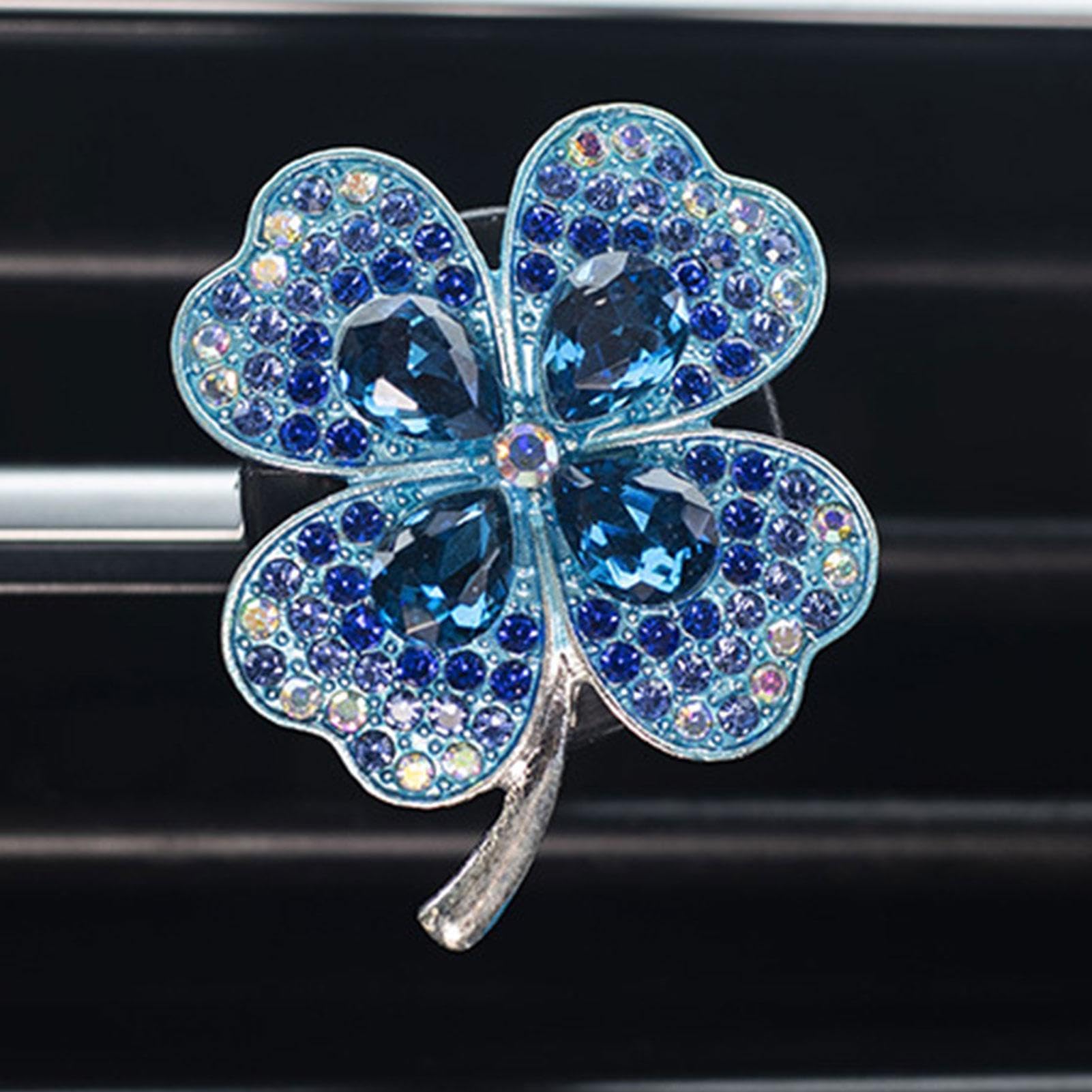 Deodorante Auto A Forma Di Quadrifoglio - Portafortuna In Lega Per Bocchetta D'Aria, Girevole Con Ricarica Aromatica (Lavanda, Limone, Pesca, Oceano)