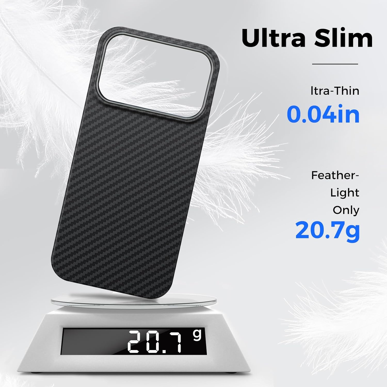 MONOCARBON Aramid Fiber Case for iPhone 17 Pro, Ultra-Thin & Light 6.3in Hard Cover with [Metal Camera Frame], [1500D Aramid Fiber Woven],[MagSafe Compatible], [Easy-Grip]+[Free Screen Protector]