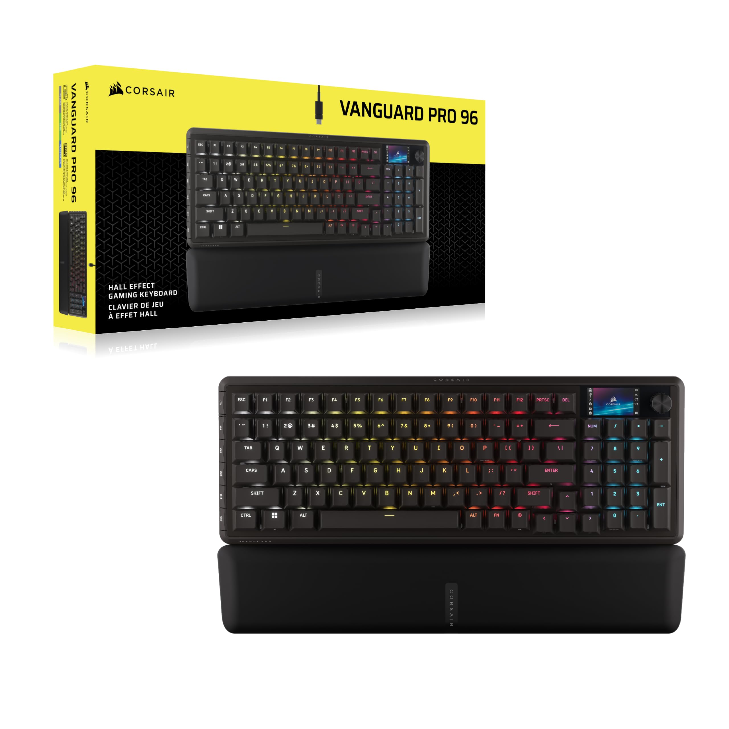 Corsair Vanguard PRO 96 Kabelgebundene Gaming-Tastatur Schwarz QWERTZ DE Hall-Effekt 96% MGX Hyperdrive Schalter 8000Hz Rapid Trigger Virtual Stream Deck SOCD Flashtap