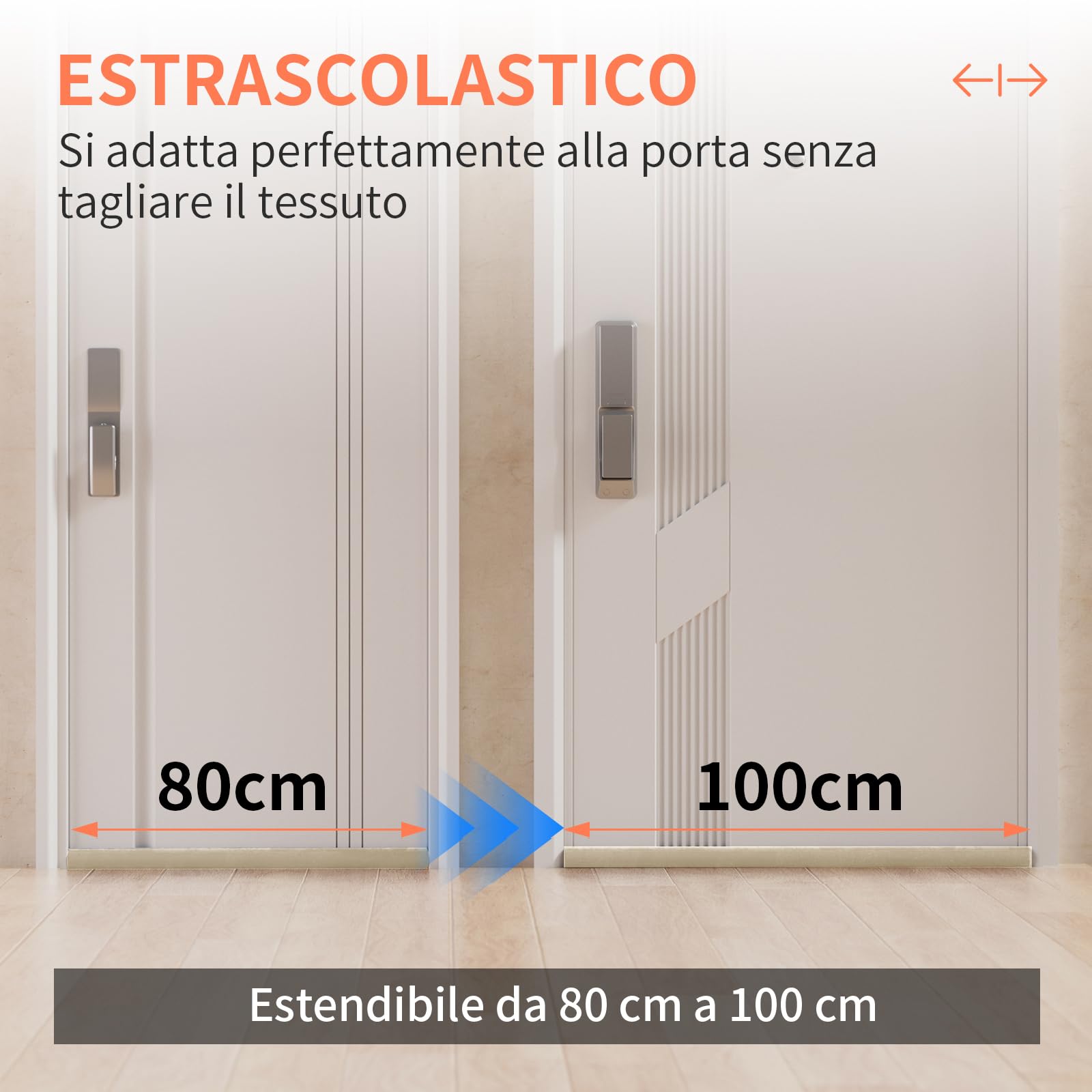 BKSAI Paraspifferi per Porte Guarnizione Inferiore Porte Senza Colla | Paraspifferi Doppia Guarnizione Isolante Termico Insonorizzato Antivento, Paraspifferi Sottoporta per Porte 80-100 cm Beige