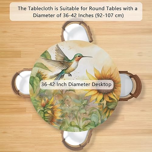 Vista 28 de Mantel redondo ajustable con borde elástico, mantel de hojas coloridas abstractas, impermeable, lavable, para mesas redondas, ideal para picnic