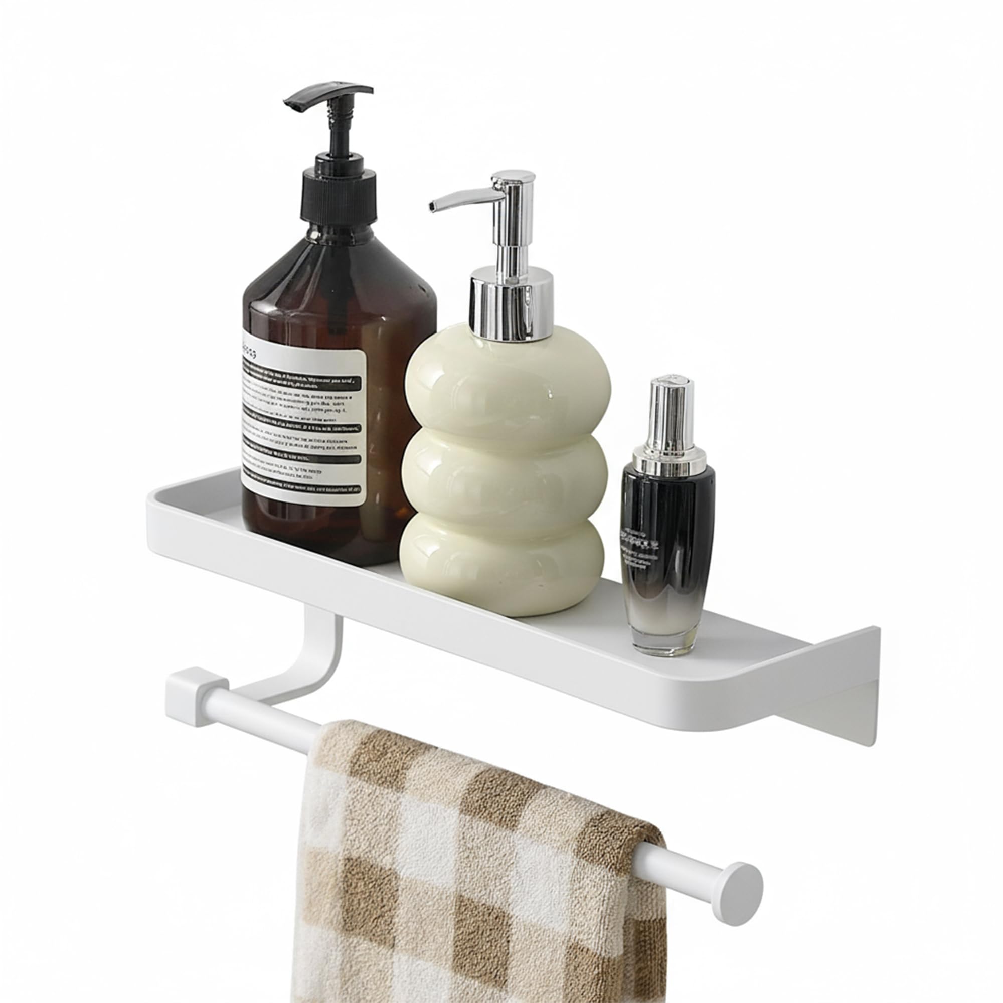 Porte-serviettes de cuisine blanc ou support mural en papier noir avec étagère