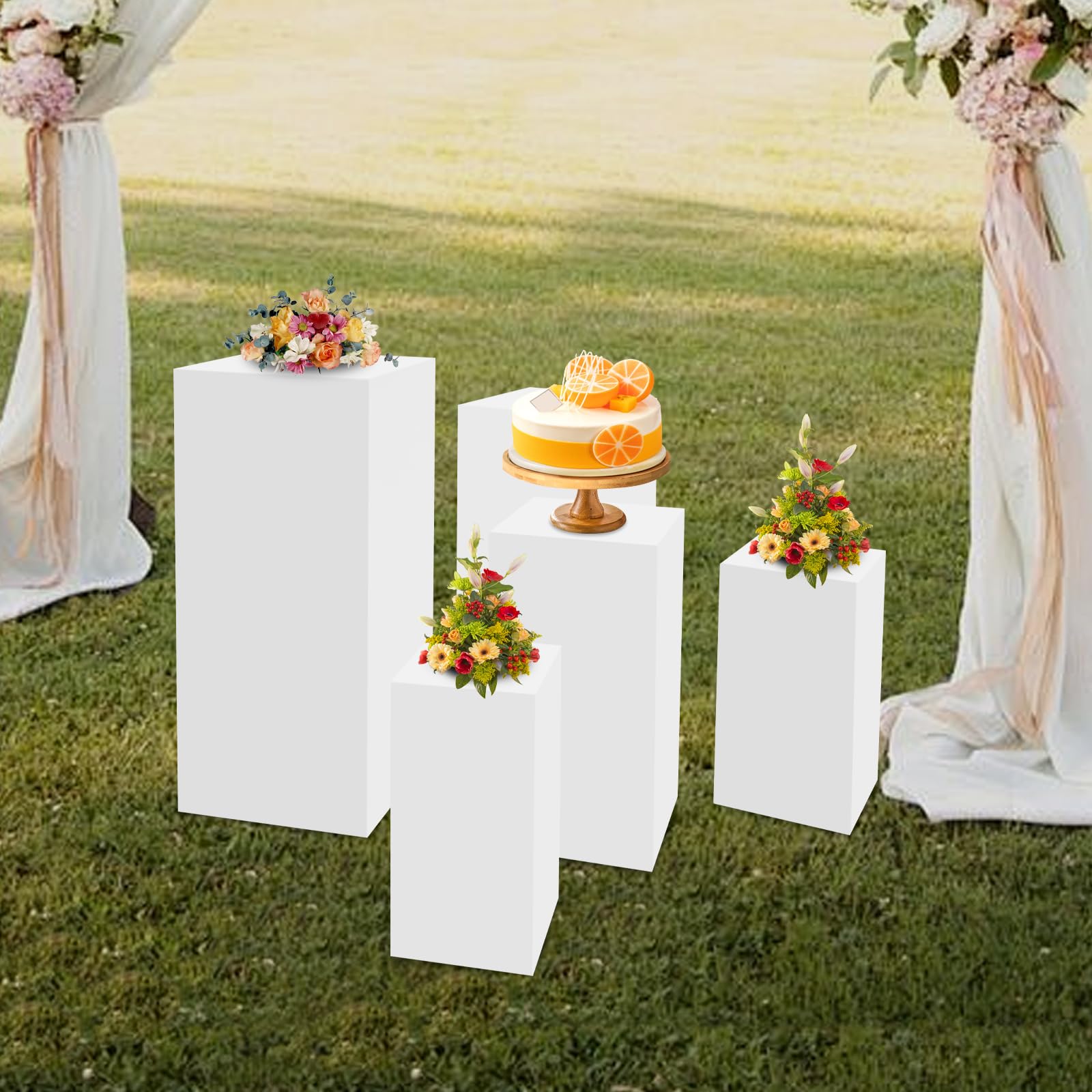 Amazon.com: InnaMall 5Pcs Square Display Pedestal Stands, White