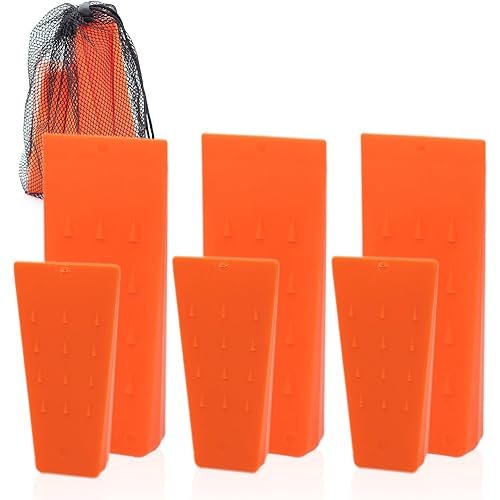 kuzuryu 6pcs Tree Felling Wedges 5.5” & 8” Combo - ABS Plastic Logging Tools with Anti-Slip Teeth, Chainsaw Accessories for Medium Trees (Mesh Bag)