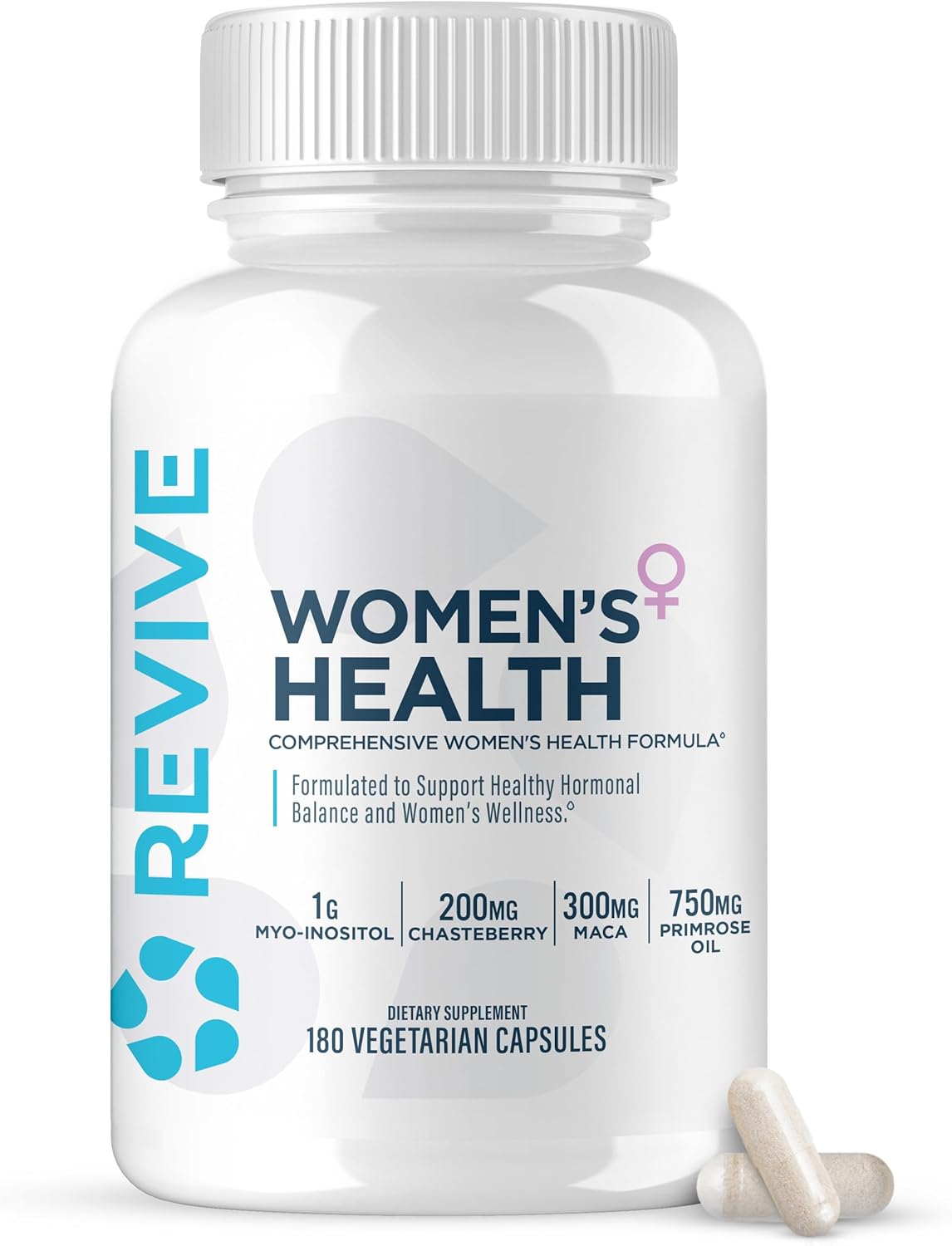 Revive MD Hormone Balance for Women – Hormone Support Supplement w/Myo-Inositol, Chaste Berry, DIM, Vitamins C & E, Evening Primrose Oil – Health & Hormonal Balance (180 Capsules, 30 Servings)