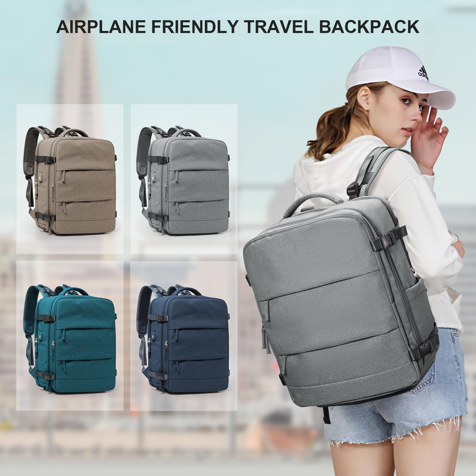 SZLX Zaino da viaggio grande da donna da viaggio zaino da escursionismo sportivo da esterno impermeabile zaino da scuola casual laptop da 14 pollici con porta di ricarica USB scomparto per scarpe