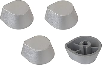 AJS spares- 4pc, Built in HOB CookTop Gas Stove Oven On-Off Knobs with 6mm D-Hole || Not Suitable for 9mm D-Hole Stoves || Gas Stove Replacement Parts & Accessories (Droplet Shaped__ Silver)
