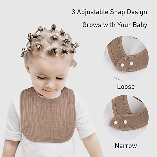 Miniatura 6 de Baberos de muselina unisex para niños y niñas, paquete de 10 baberos de algodón suave para babeo de dentición, regalo esencial de ducha (10, marrón)