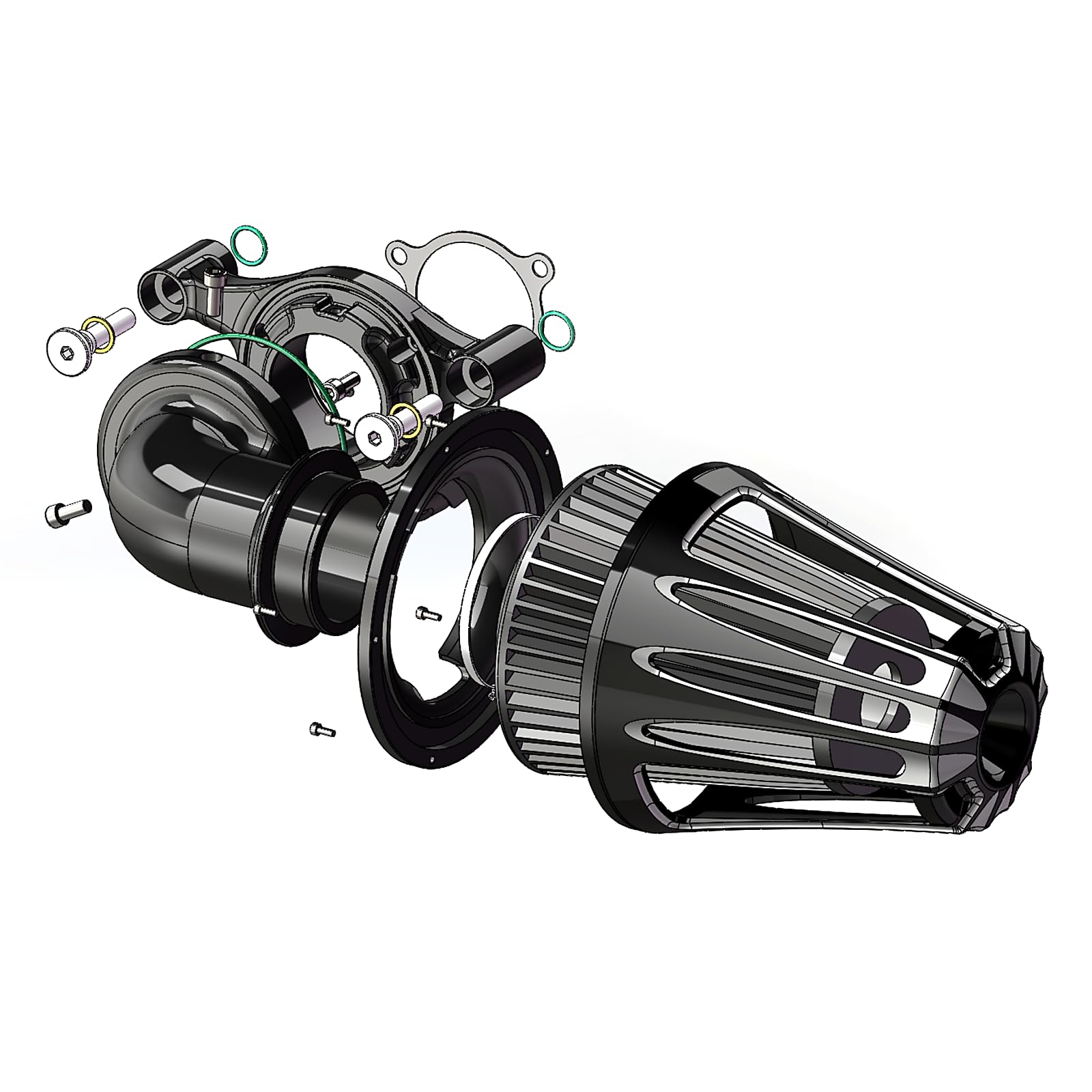 Big Sucker cone Air filter intake for harley air Cleaner Sportster Softail fatboy heritage dyna touring street road king Glide (Deep style -Black, TypeD : Touring M8 17-UP, Softail 18-UP)