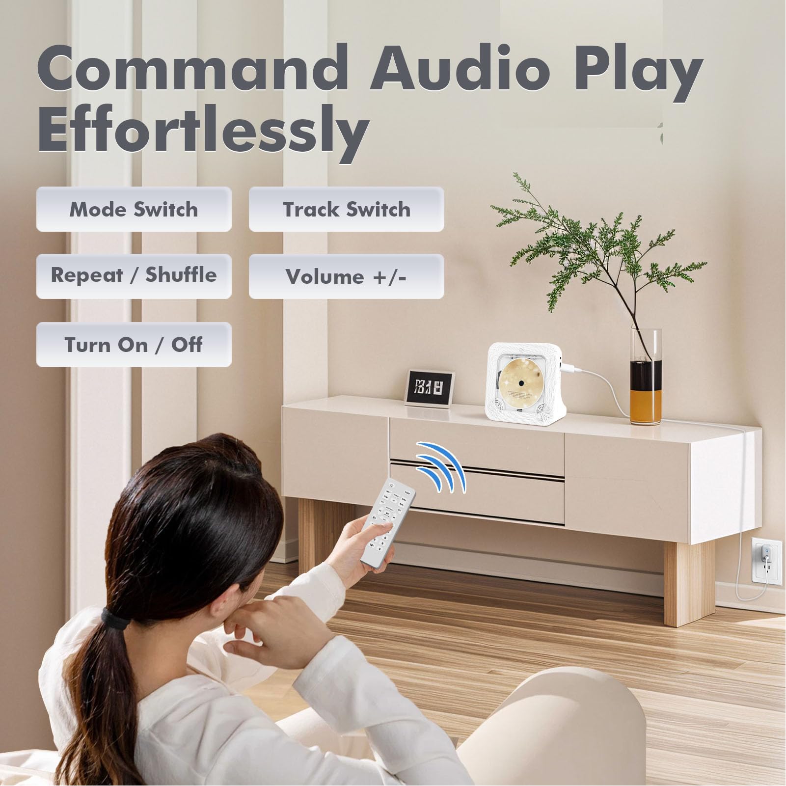 Fockety Lettore CD Portatile, Lettore Musicale CD Desktop con Telecomando e Display LED per Uso Domestico con 5.3 e Supporto di Formati Multipli