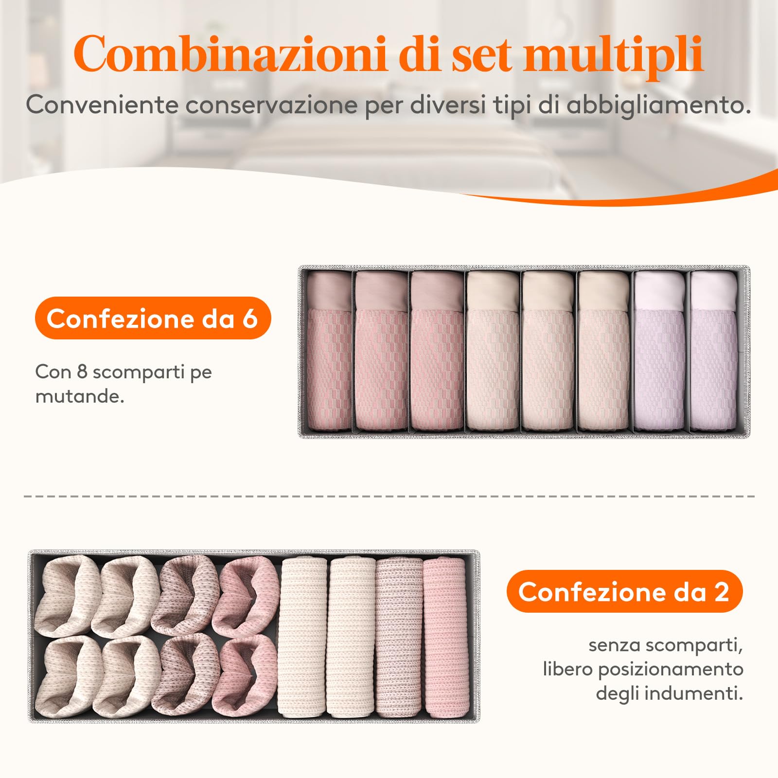Organizer Per Cassetti Lifewit - Set Di 5, Grigio, Pieghevole, Per Intimo E Calzini - Foto 7