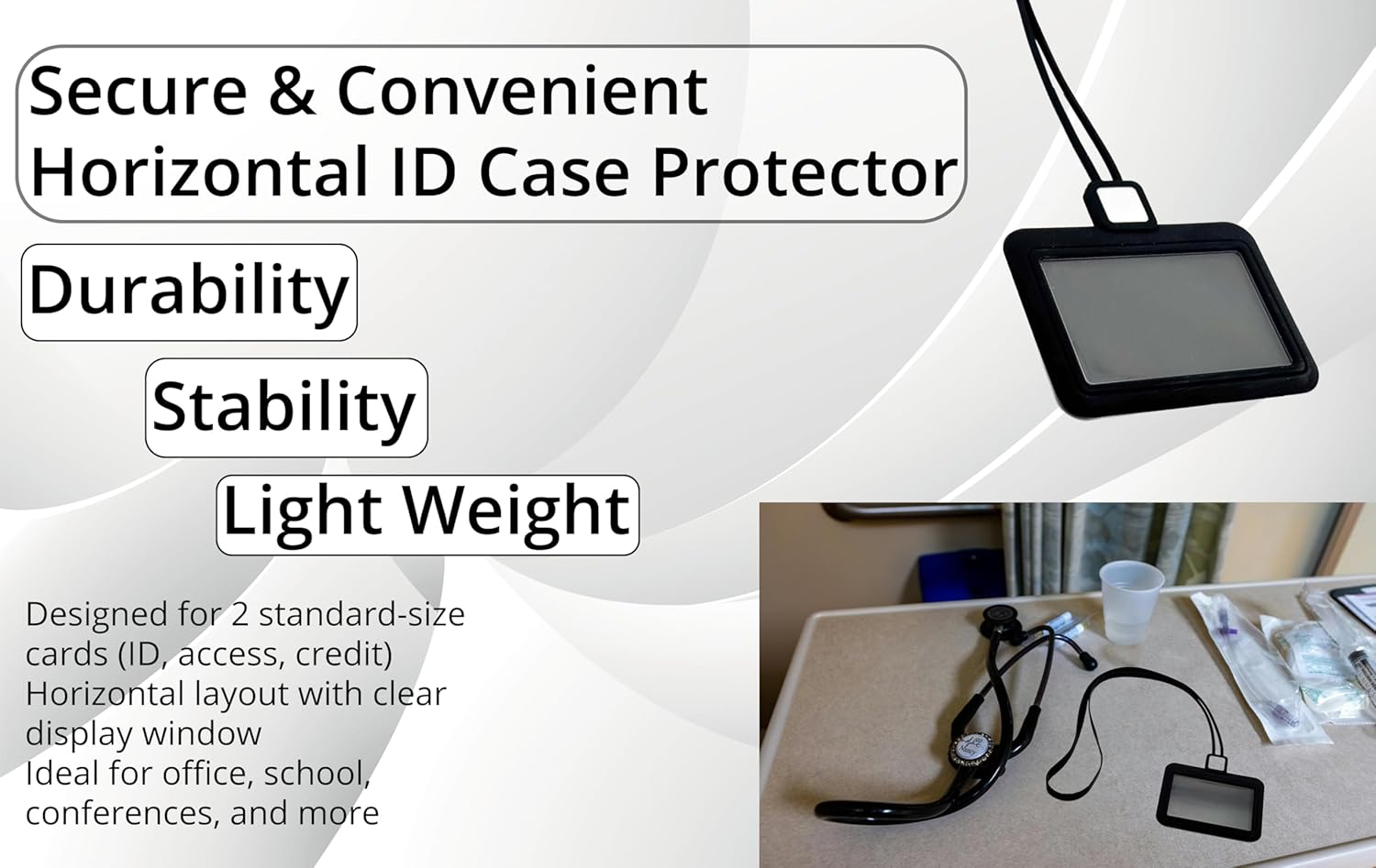 ID Badge Holder with Lanyard | Plastic & Soft Silicone id Badge Holder | Hard Acrylic Cover Provides Complete Protection | Perfect for Office, School, & Long-Lasting Daily Use | Black - Image 5