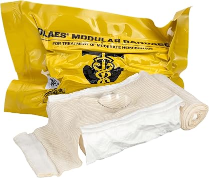 OLAES Modular Trauma Bandage, 4 Rolled, 1 Pack Compression Wound Dressing with Pressure Cup, Ideal for Emergency and First Aid, Latex-Free | TacMed Solutions