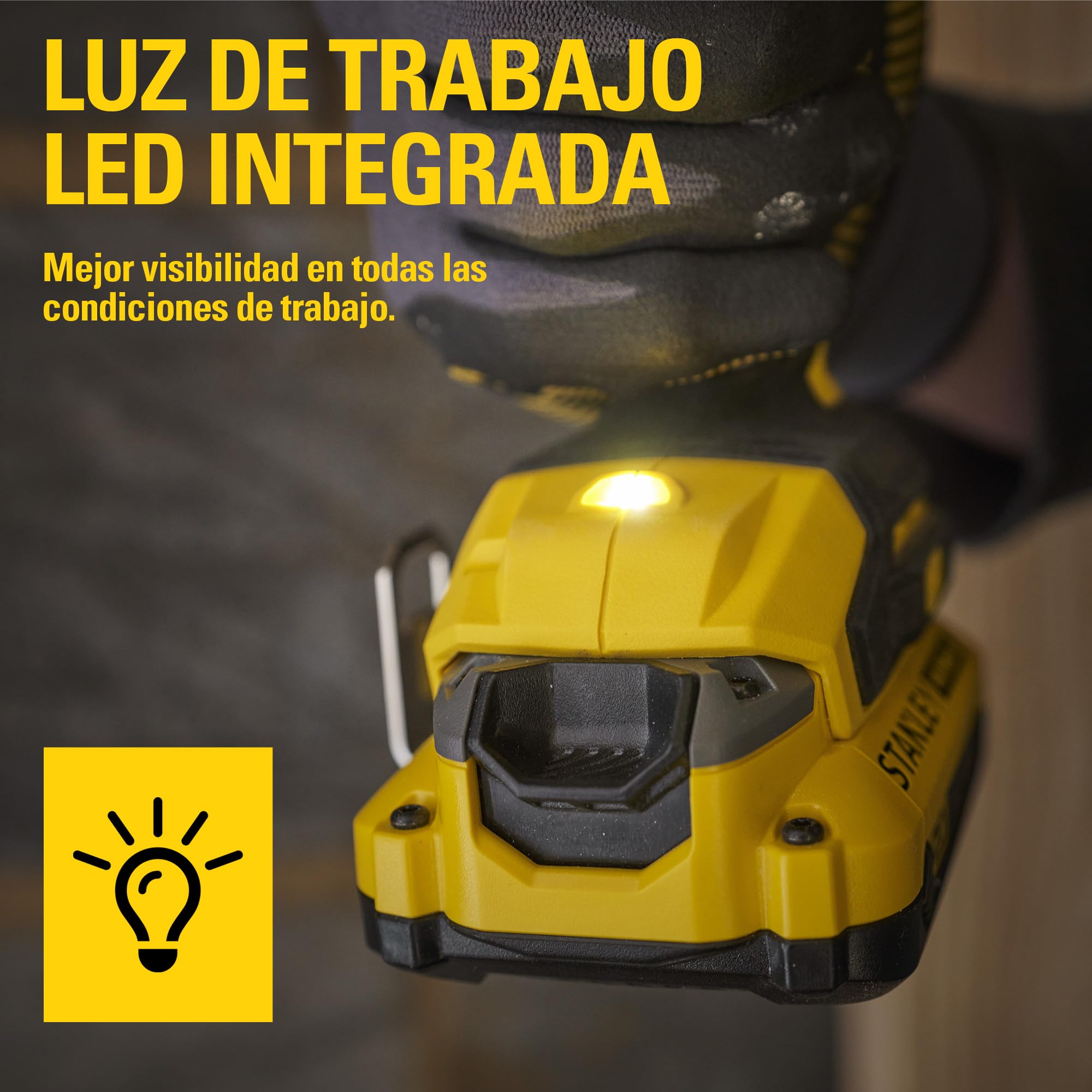 STANLEY V20 Taladro percutor sin escobillas de 2 velocidades, incluye batería de iones de litio de 2,0 Ah, cargador de 1,25 A y 100 accesorios con maletín ProStack, 18 V, SFMCD716D2A-QW