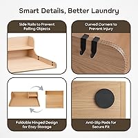 Vista 7 de SOBHI Encimera para lavadora y secadora de madera maciza con complementos de lavandería Organización y almacenamiento de lavandería de 54 x 27