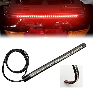 Universal 7.48" Flexible Strip License Plate Motorcycle LED Tail Brake Stop Turn Signal Lights, Compatible with Motorcycle Scooter Quad Cruiser Off Road, Red/Amber