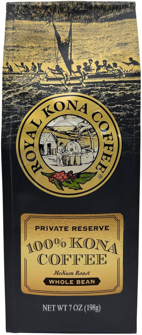 - ROYAL KONA COFFEE Whole Bean - 100% Hawaiian Kona Coffee, Private Reserve, Medium Roast