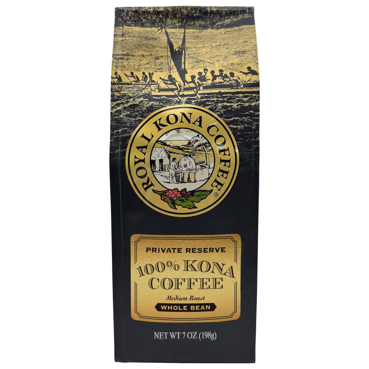 ROYAL KONA COFFEE Whole Bean – 100% Hawaiian Kona Whole Bean Coffee Medium Roast, 7 oz