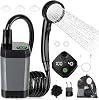 Tipkook Portable Shower USB Rechargeable, 6,000 mAh, Outdoor, Electric Shower, Stepless Water Flow Mode, 4 Water Flow Modes, 2 M Hose, Simple Shower, Digital Screen, Includes Direct Head & Storage