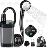 Spopal Camping Shower, Portable [Waterproof] Camping Shower Set Electric Shower Pump Rechargeable 6000mAh with Smart Display and 4 Modes Shower Head for Outdoor Camping - 1