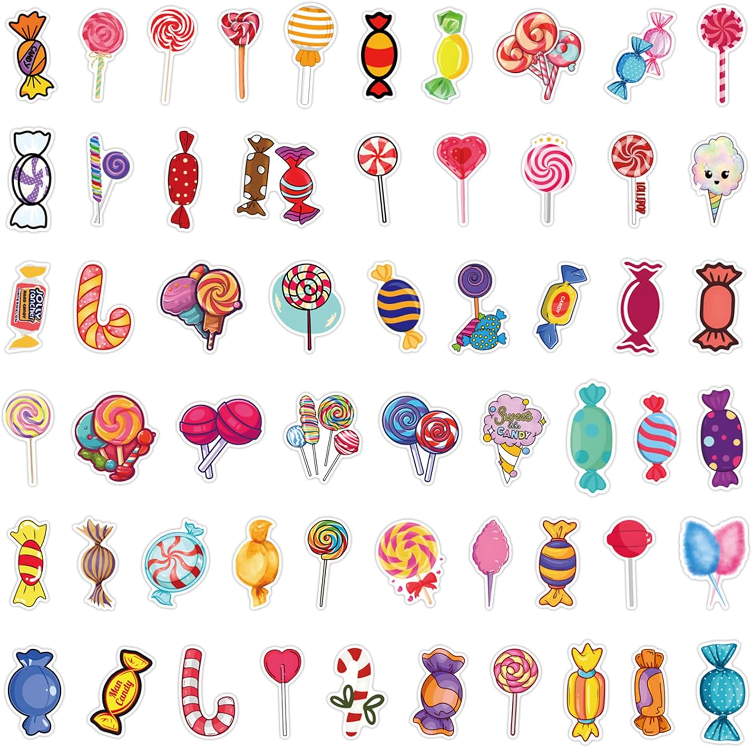 55 Pcs Cute Cartoon Colorful Dessert Candy Stickers for Laptop Water Bottle, Vinyl Waterproof Anime Stickers Decals for Scrapbook Luggage Phone,Lollipop Stickers image 2