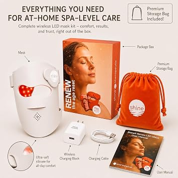 RENEW Red LED (not laser) Light Therapy Mask - Off-White Color