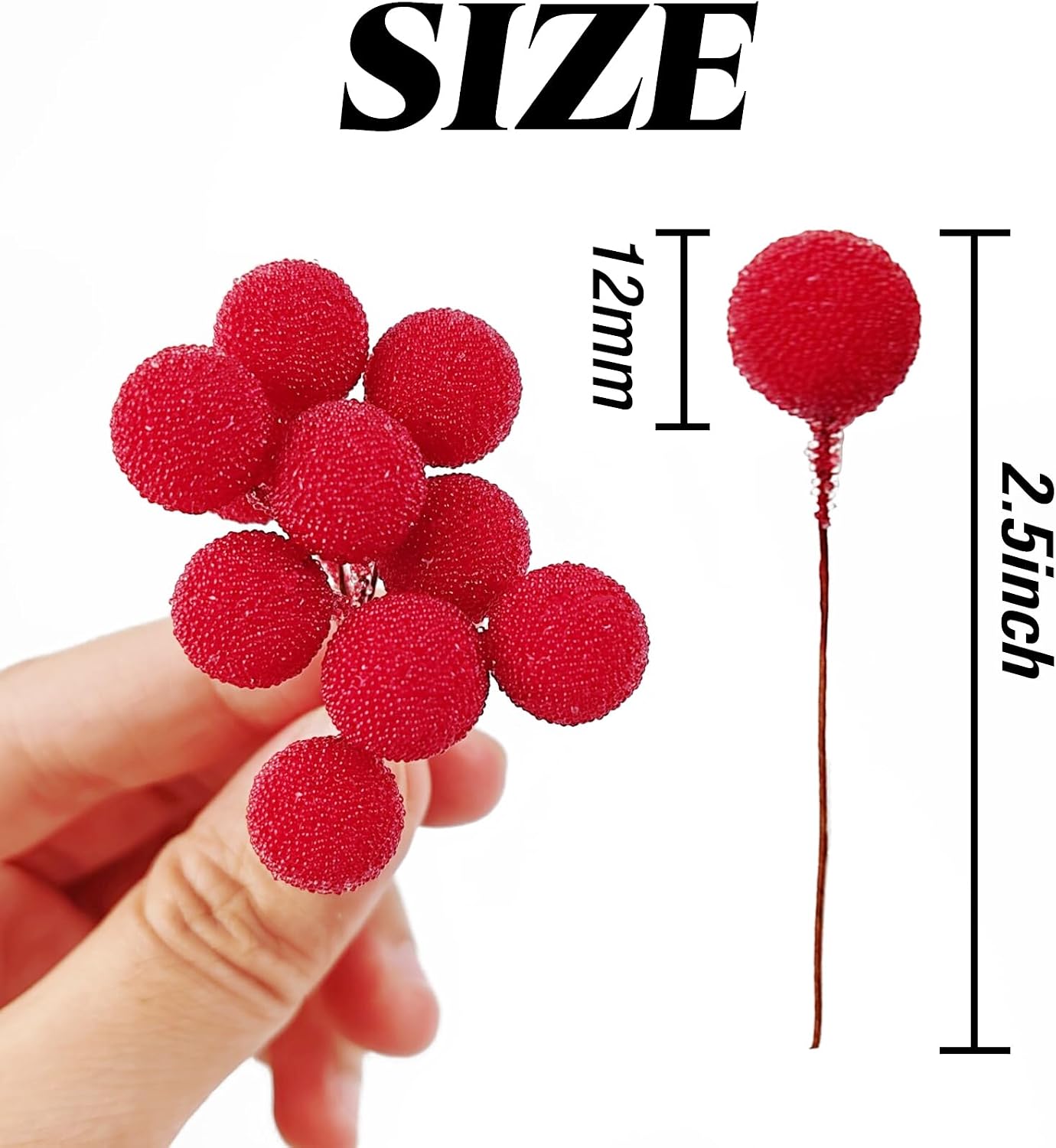 YOOHUA 300PCS 12mm Artificial Holly Berries, Artificial Berry, Mini Frosted Fruit Holly Berries for Christmas Tree Decorations Crafts Party Wedding Holiday Season Winter Décor Home Decor