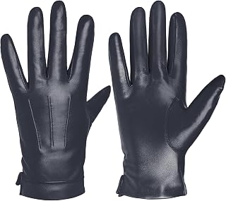 Mens Leather Gloves Genuine Sheepskin Cashmere Lined Warm Touchscreen Texting Gloves SM052US