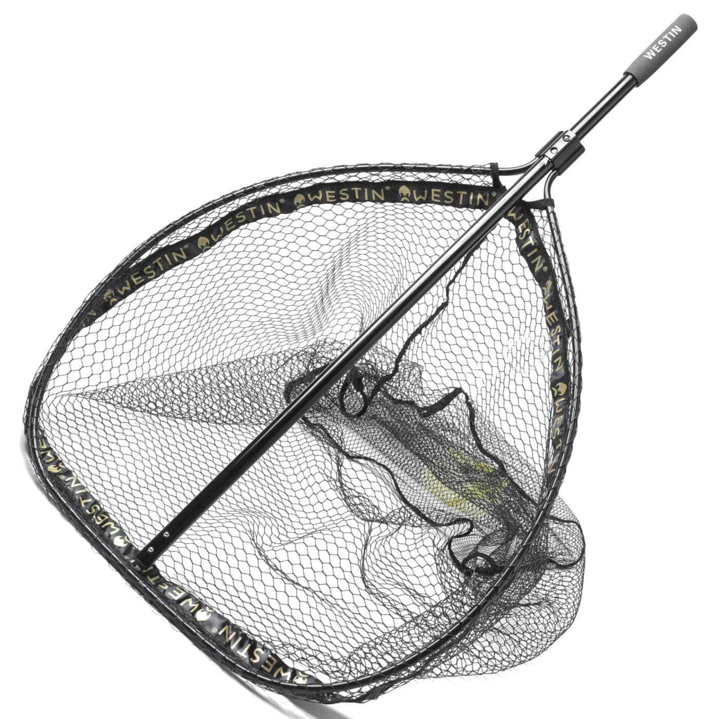Westin W3 CR Landing Net L Kescher für Hecht, Zander, Barsch, Forellen, Karpfen, Unterfangkescher, Bootskescher, Angelkescher fürs Ufer & Angelboot, Fischkescher mit beschichtetem Netz