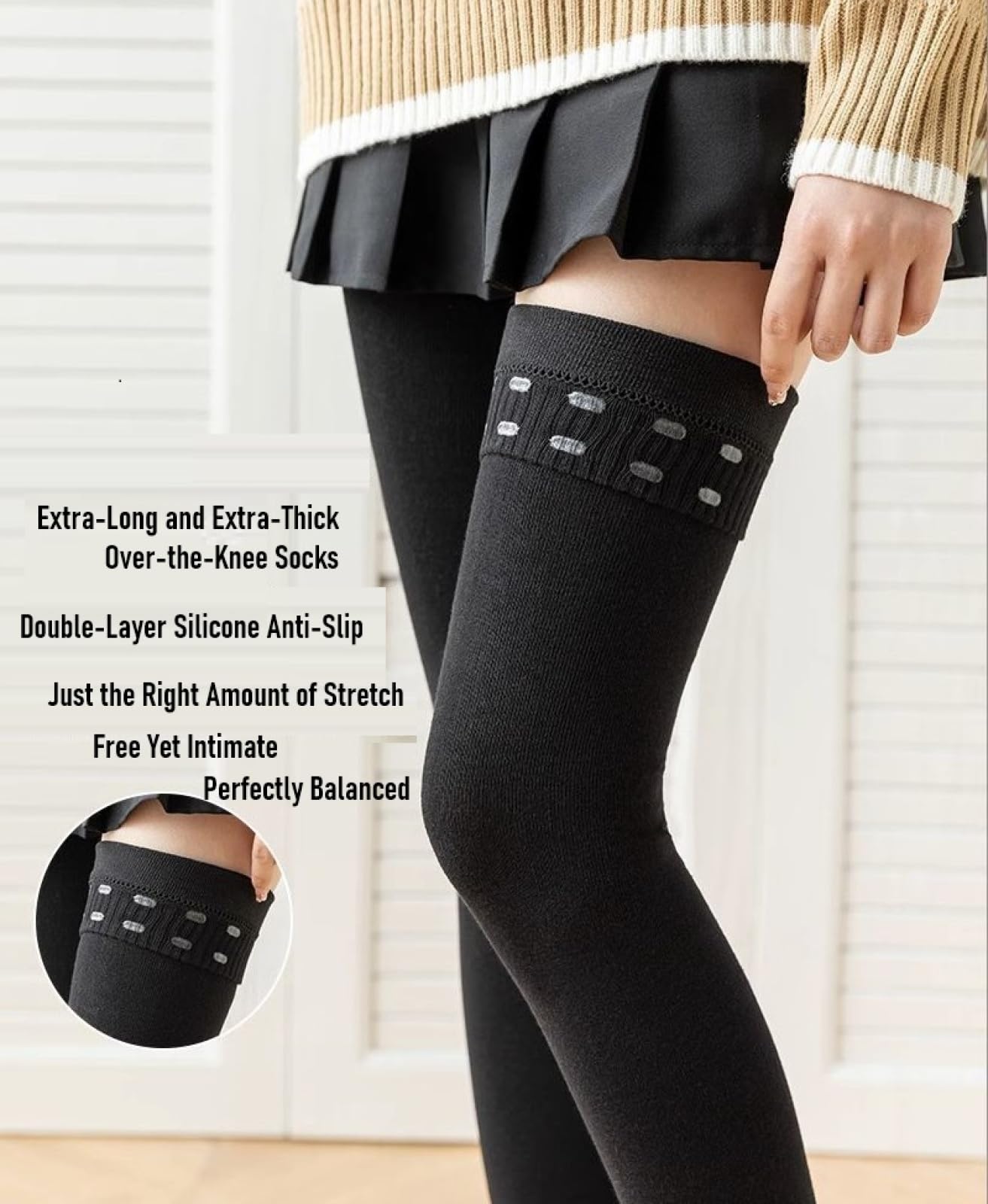 3 Pares De Calcetines Más Anchos Y Más Grandes,Medias Para Botas, Calcetines Hasta El Muslo,Punto De Algodón Extralargo, Cálido, Grueso,Alto,Largo,Calentadores De Piernas Para Mujer,