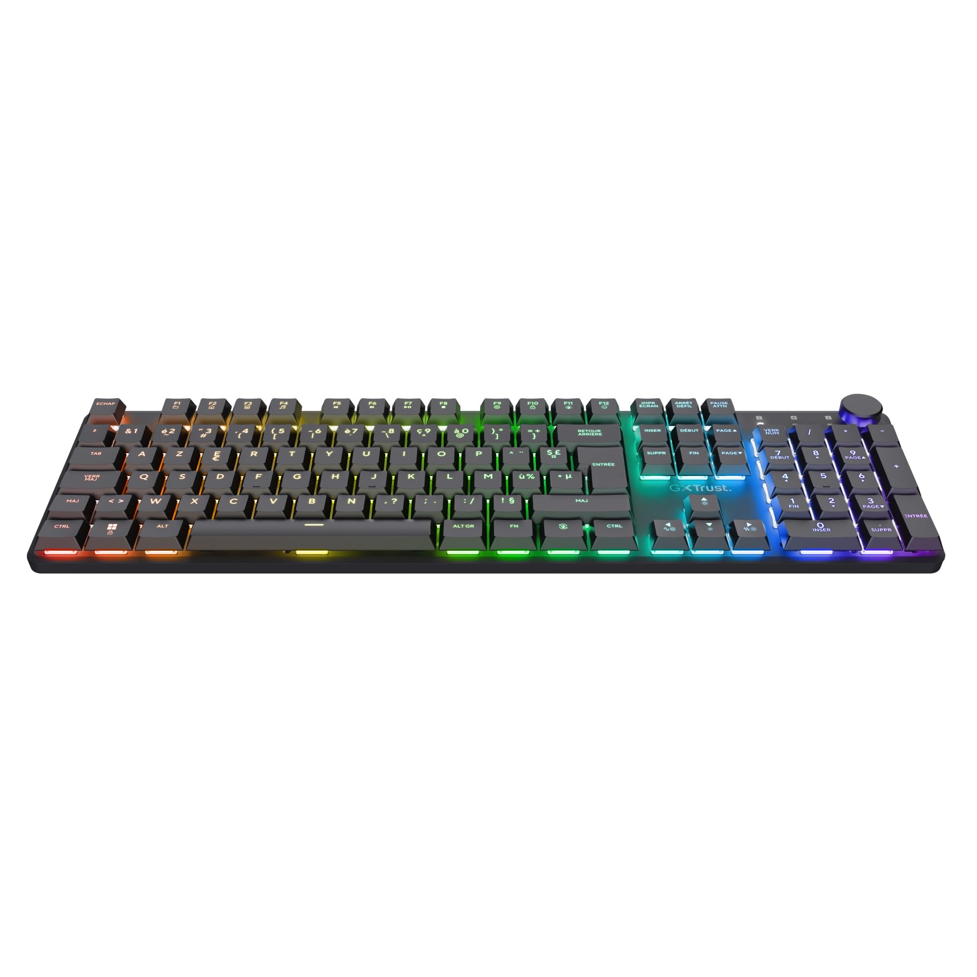 Trust Gaming GXT 868 Torix Clavier Mécanique sans Fil AZERTY Français, Clavier Gamer Rechargeable RGB 2.4GHz, Batterie 100 Heures, Commutateurs Huano Linéaires, Programmable, PC Portable
