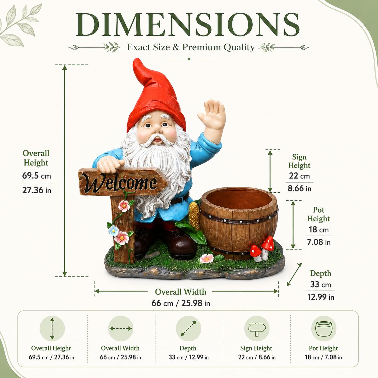Amazon.com : Sprgarde Large Fiberglass Gnome Planter Statue with