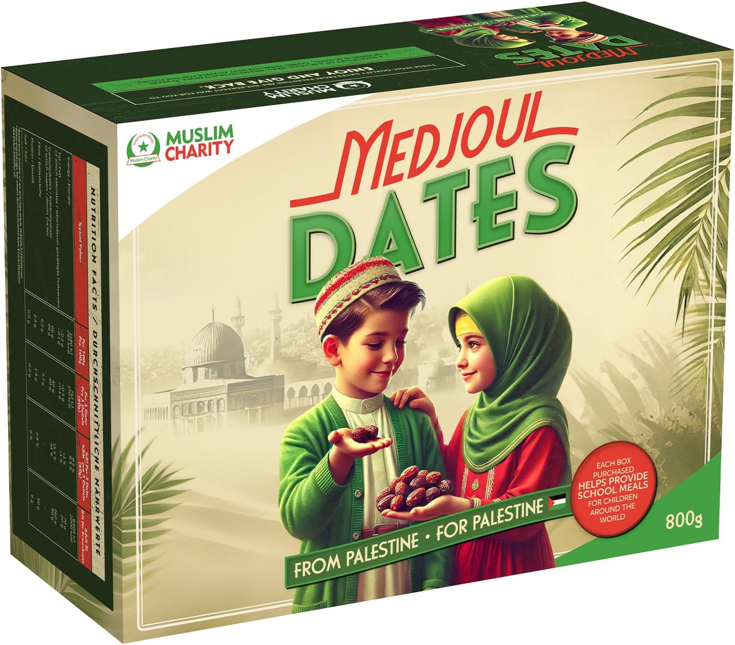 Muslim Charity All Natural Juicy Nutritious Palestinian Medjool Dates 800g - Vitamin Rich Delicious Palestinian Dates Delights Perfect for Ramadan