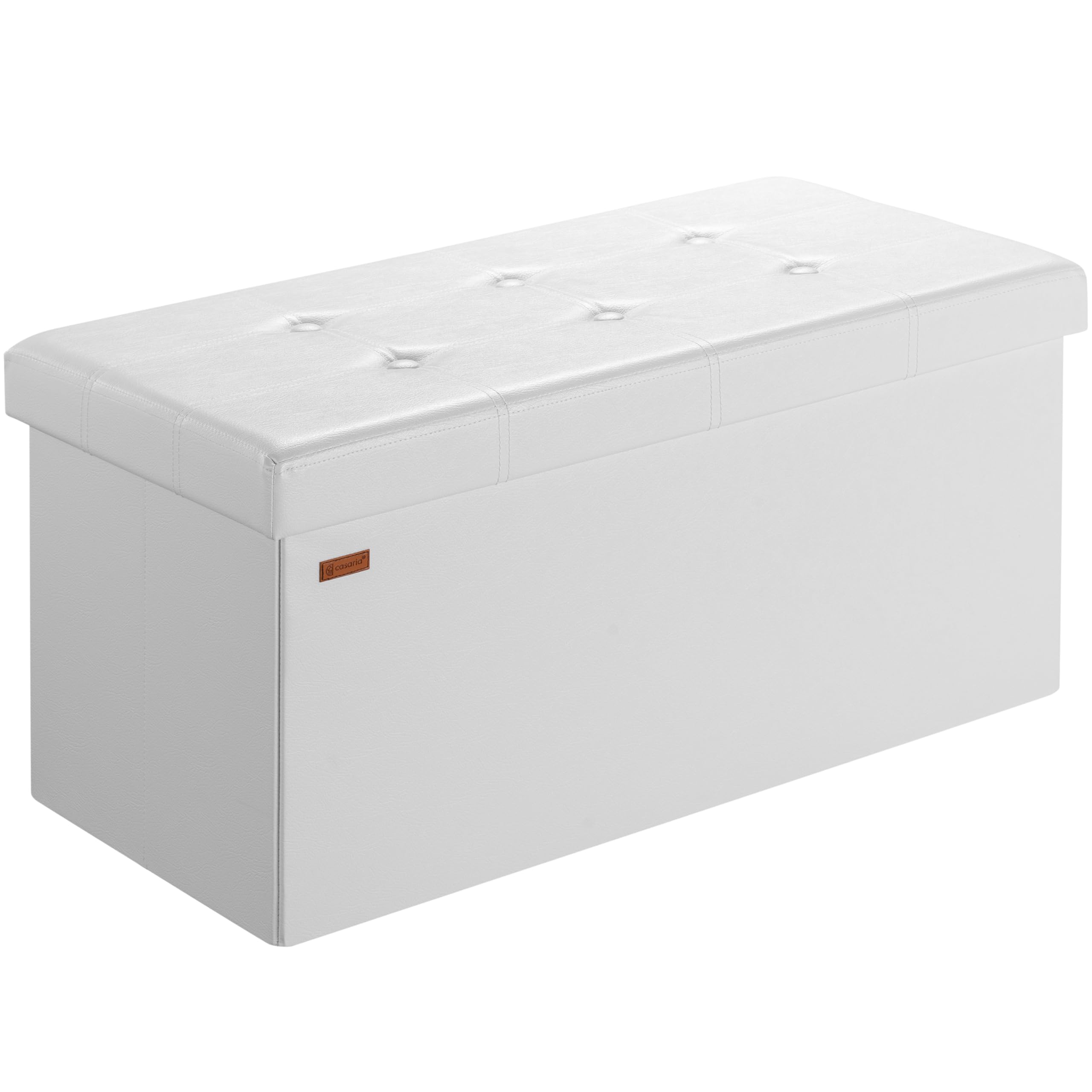 Casaria® Banc de Rangement Blanc 80 x 40 x 40 cm Siège Coffre de Rangement Pliable 100L pour Salon Chambre Couloir