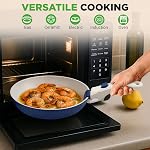 NutriChef 18-Piece Ceramic Cookware Set with Detachable Handles, Non Stick Pots and Pans, Induction Compatible, PTFE-Free Space-Saving Design, Oven & Stove Safe, Includes Utensils, Blue