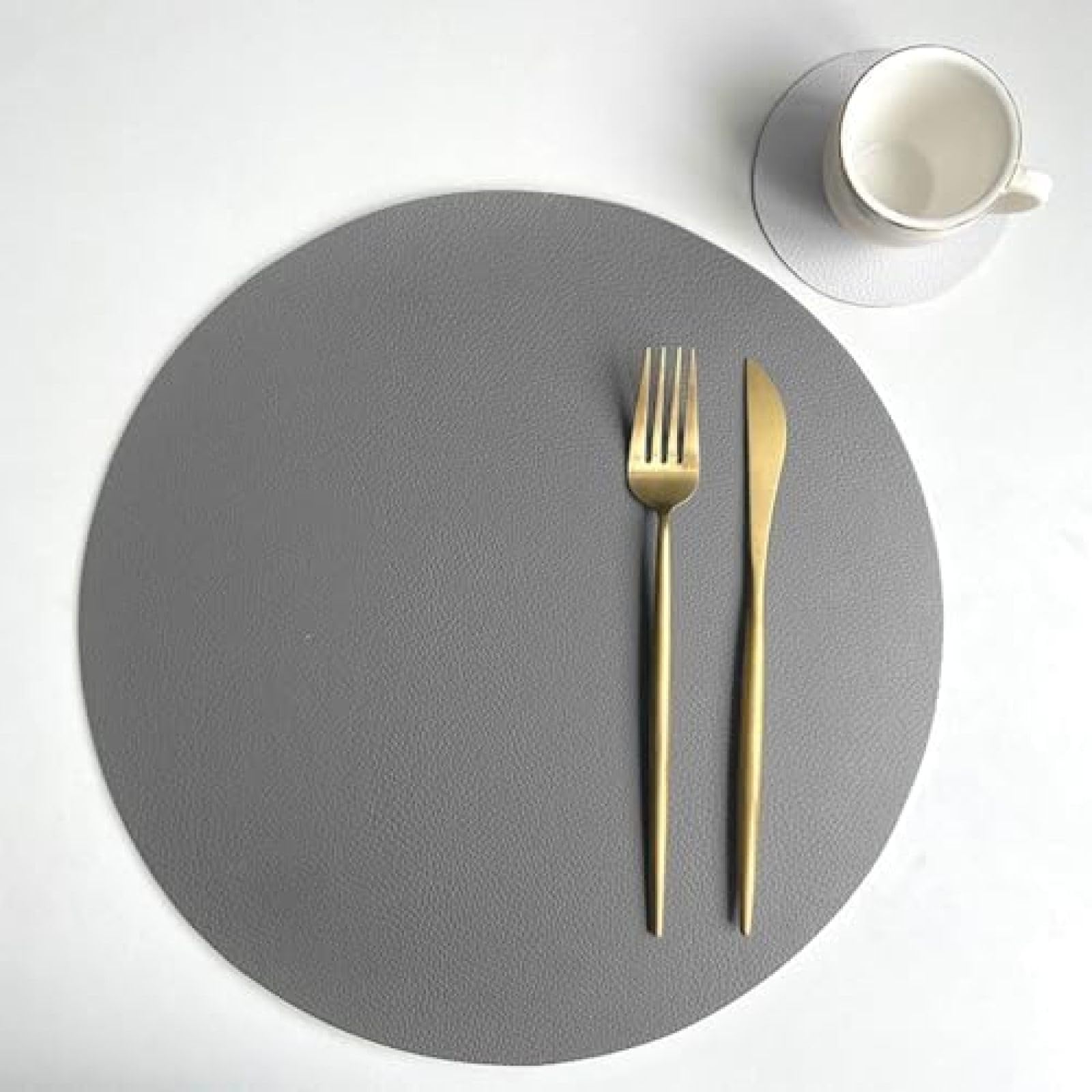 Set de table rond en cuir de qualité supérieure double face bicolore