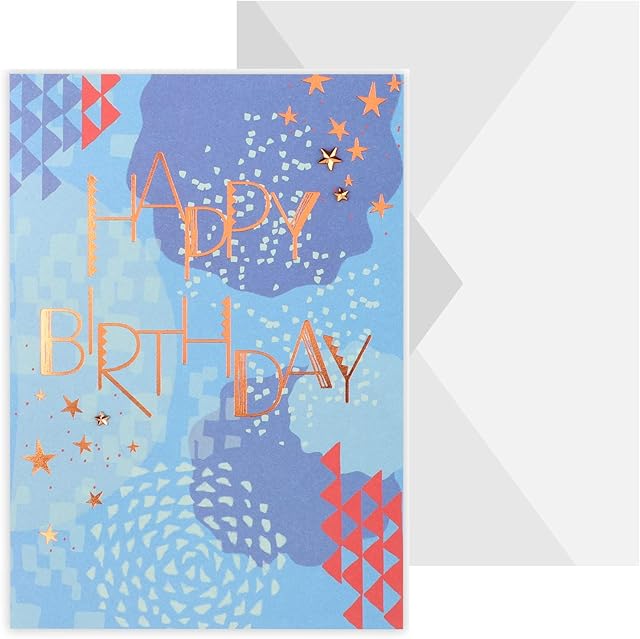Clintons: Lettering & Stars Happy Birthday Card for Him, Male Birthday Card, Birthday Card for Men 184x133mm 1152998 multi