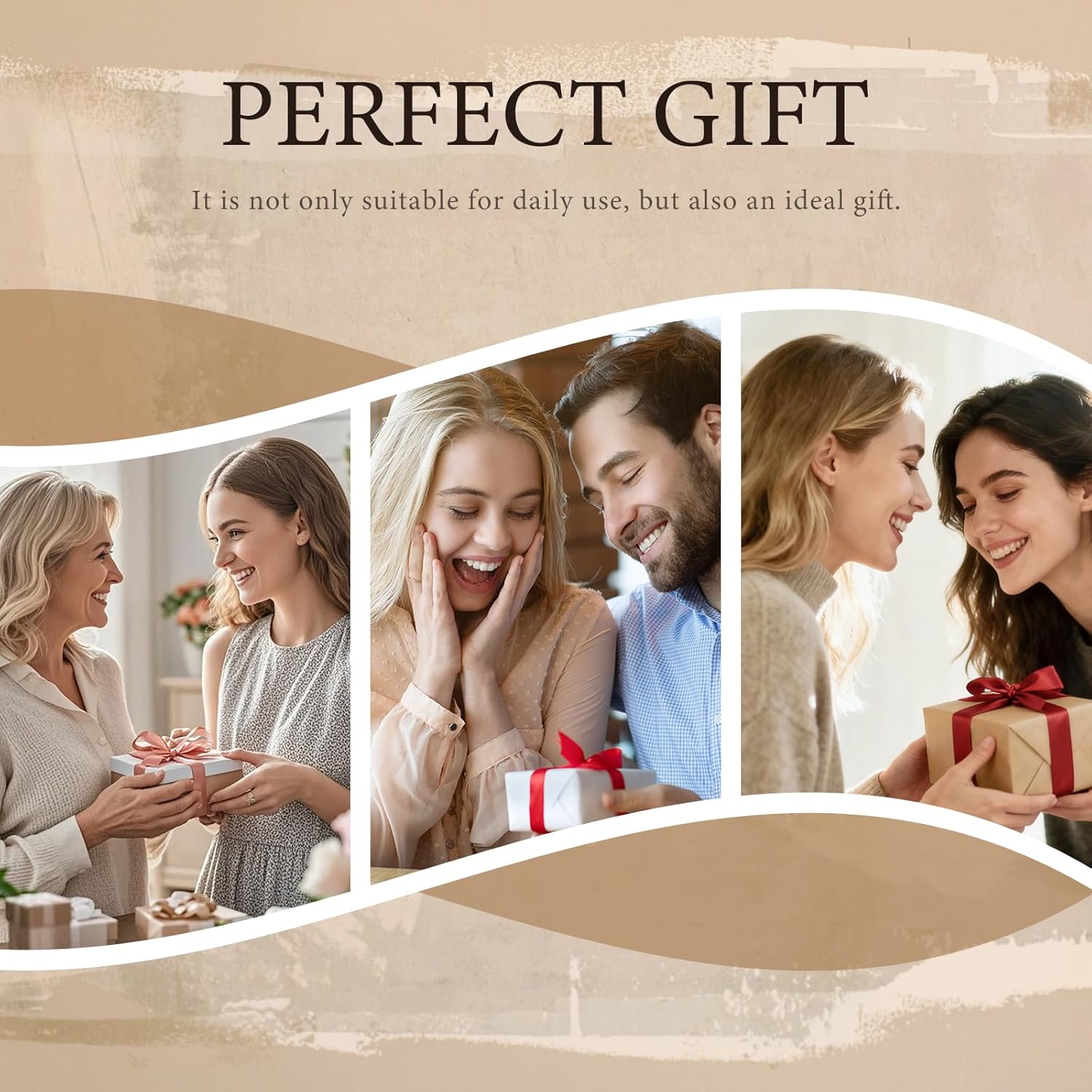 Triple Silver and Rose Gold Dangle Earrings for Women - Hammered Oval Circle Drop Earrings, Large Hypoallergenic Trendy Jewelry - Image 7