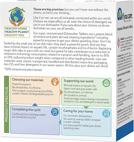 Miniatura 2 de If You Care Tabletas para lavavajillas, 40 unidades, potentes, a base de plantas, concentradas, biodegradables, detergente natural para limpiar