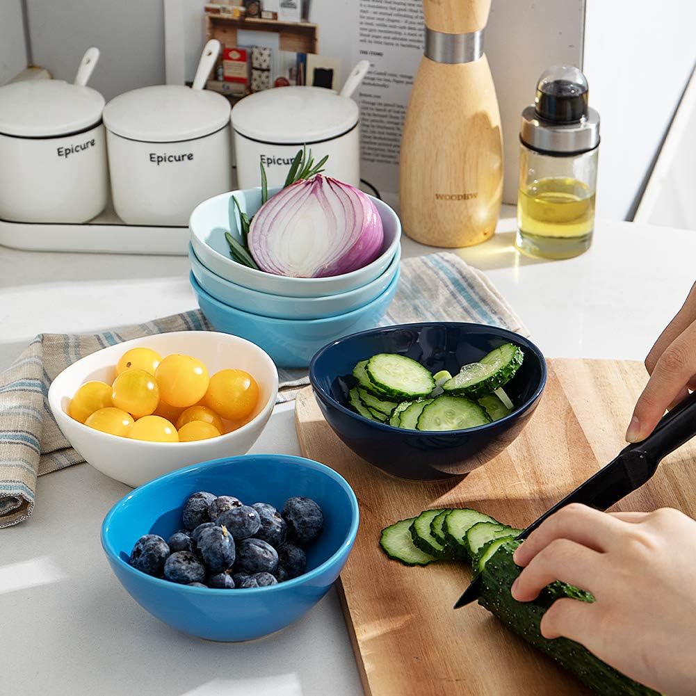 Sweejar Ceramic Small Bowls Set, 8 OZ for Ice Cream, Dessert, Small Side Dishes, Salad, Fruit Set of 6 (Similarcolour)