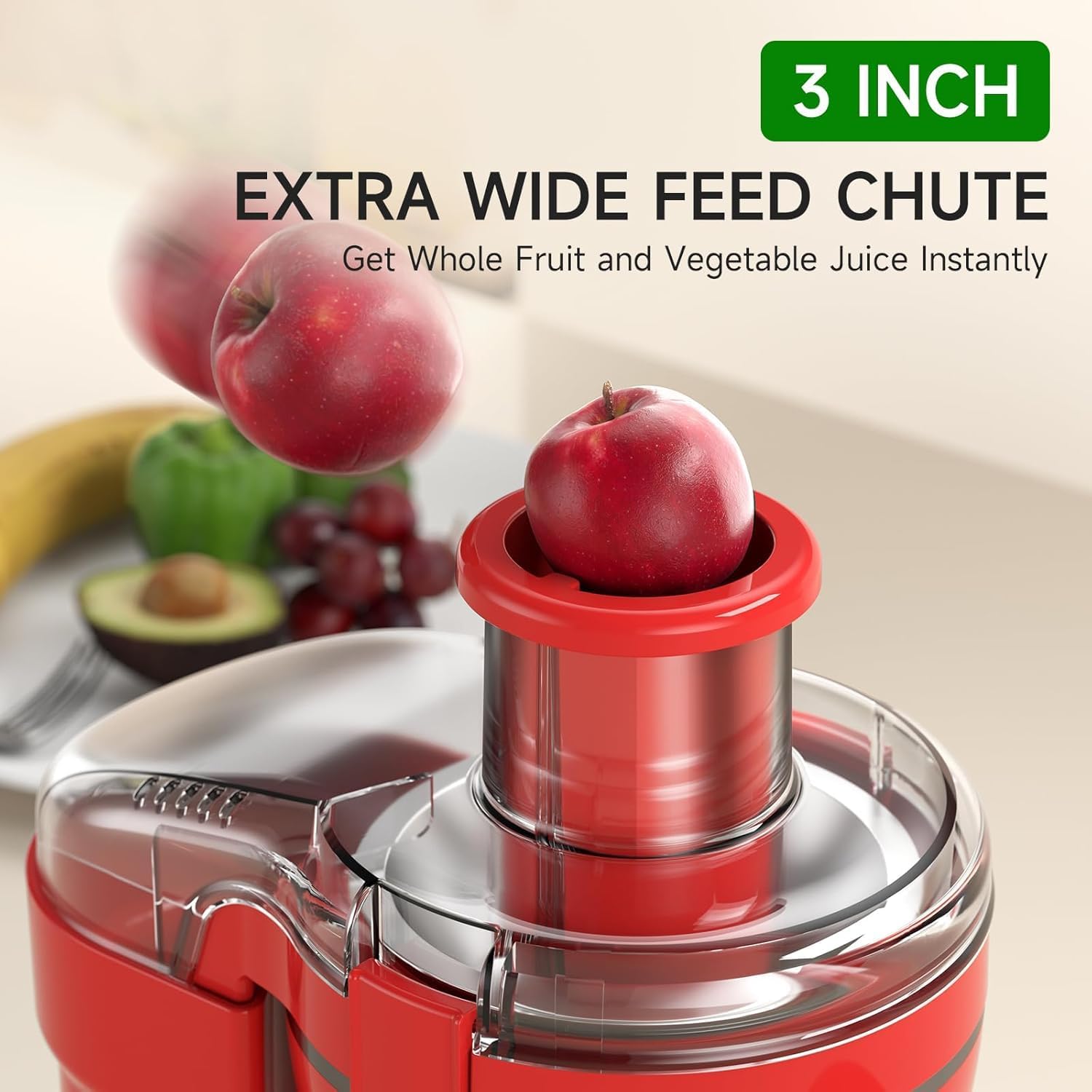Juicer Machine, 500W Juicer with 3 Speed & 3” Feed Chute