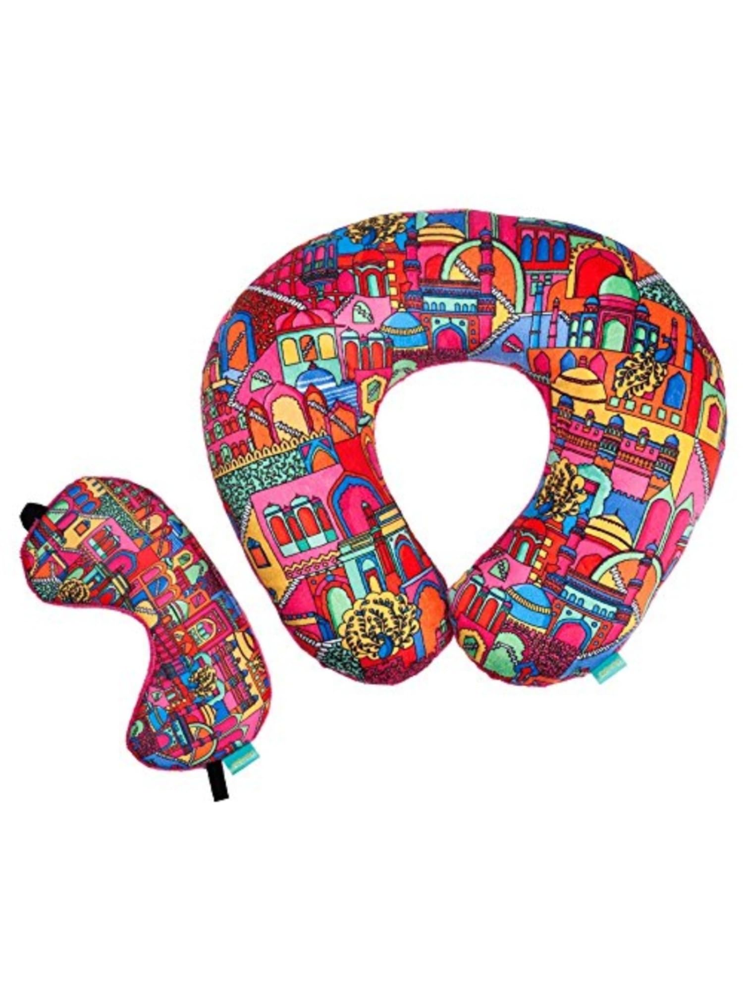 Chumbak Travel Pillow for Flights | Neck Rest for Travel with Eyes Mask for Sleeping | Travel Accessories for Women | Gifts for People Going Abroad-image-15